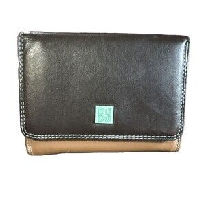 DuDu Wallet Leather Waller RFID Trifold with Double Flap Vera Pelle Snap Zipper